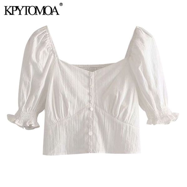 women sweet fashion ruffled cropped blouses short sleeve back elastic female shirts blusas chic 210420, White
women sweet fashion ruffled cropped blouses short sleeve back elastic female shirts blusas chic 210420, White