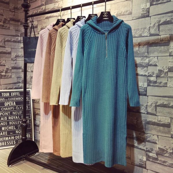 casual dresses autumn and winter fashion temperament hooded long over-the-knee sweater dress women loose solid color knitted, Black;gray
casual dresses autumn and winter fashion temperament hooded long over-the-knee sweater dress women loose solid color knitted, Black;gray
