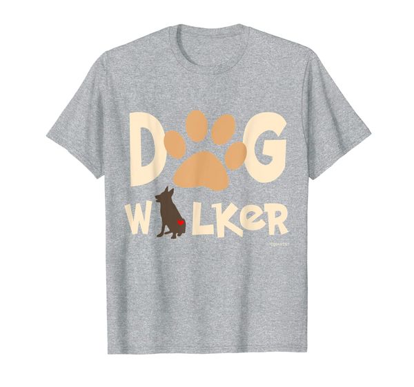 dog walker dog and paw print with heart t-shirt, White;black