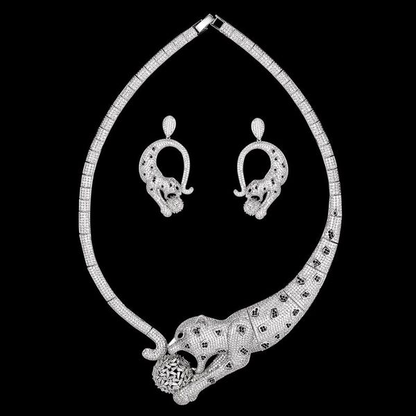 earrings & necklace zlxgirl jewelry classic jet enamel leopard wedding earring sets for women gold cooper cubic zirconia neclace, Silver
earrings & necklace zlxgirl jewelry classic jet enamel leopard wedding earring sets for women gold cooper cubic zirconia neclace, Silver