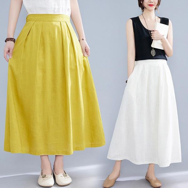 skirts 2021 summer brief style elastic high waist solid color women a-line mid-long casual cotton linen loose big swing, Black
skirts 2021 summer brief style elastic high waist solid color women a-line mid-long casual cotton linen loose big swing, Black