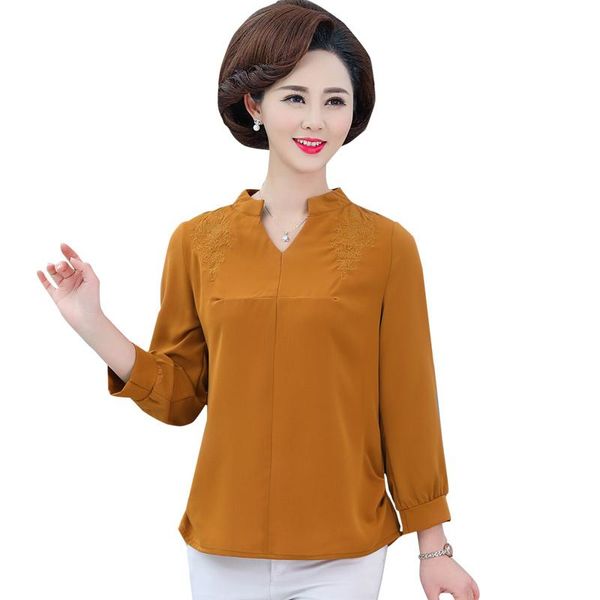 women's t-shirt long sleeve chiffon middle age women summer pullover v-neck mother embroidery plus size 5xl casual tee, White
women's t-shirt long sleeve chiffon middle age women summer pullover v-neck mother embroidery plus size 5xl casual tee, White