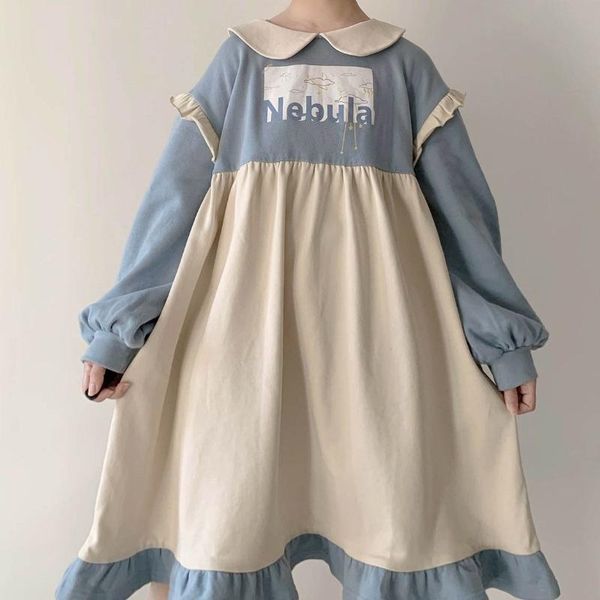 casual dresses houzhou kawaii dress women long sleeve sweet japanese preppy style ruffles patchwork loose spring autumn lolita robe, Black;gray
casual dresses houzhou kawaii dress women long sleeve sweet japanese preppy style ruffles patchwork loose spring autumn lolita robe, Black;gray