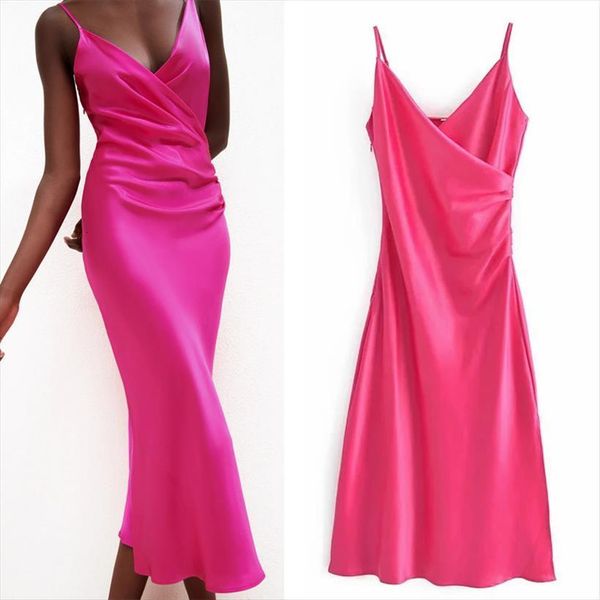 za summer slip long womens dresses rose red camisole elegant party women ruched backless midi sexy, Black;gray
za summer slip long womens dresses rose red camisole elegant party women ruched backless midi sexy, Black;gray
