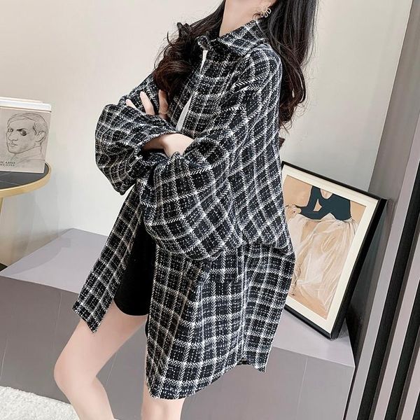women's jackets cmaz 2021 autumn winter thick coats for women woolen coat retro hong kong style, Black;brown
women's jackets cmaz 2021 autumn winter thick coats for women woolen coat retro hong kong style, Black;brown