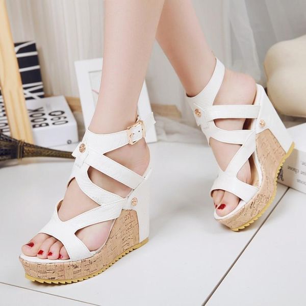 dress shoes platform wedge heel women sandals cross-tied ankle strap gladiator summer leather fish mouth sandalias, Black
dress shoes platform wedge heel women sandals cross-tied ankle strap gladiator summer leather fish mouth sandalias, Black