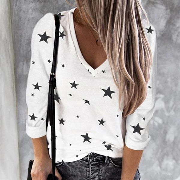 women's t-shirt big sizes long sleeve female 2021 autumn spring fashion stars printed v-neck pullover casual loose tee shirts s-5xl, White
women's t-shirt big sizes long sleeve female 2021 autumn spring fashion stars printed v-neck pullover casual loose tee shirts s-5xl, White