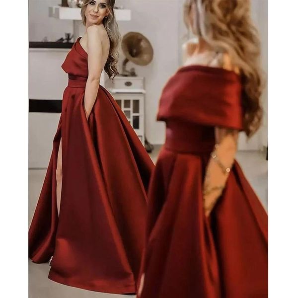 one shoulder a line prom dresses 2022 dark red satin side split evening gowns sheer beaded long sleeve arabic dubai party dress, Black
one shoulder a line prom dresses 2022 dark red satin side split evening gowns sheer beaded long sleeve arabic dubai party dress, Black