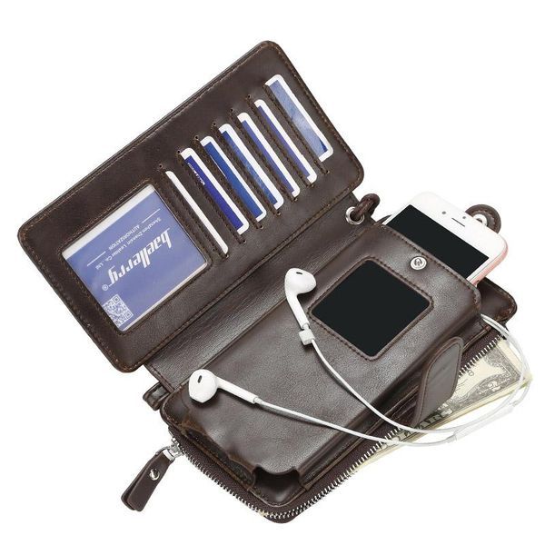 wallets luxury business men pu leather clutch phone bag large capacity zipper wallet long card holder retro male purse walet, Red;black 
wallets luxury business men pu leather clutch phone bag large capacity zipper wallet long card holder retro male purse walet, Red;black