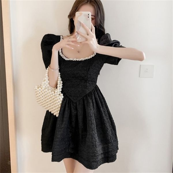 fashion women sweet dresses summer white puff sleeve diamond square collar high waist slim dress 210519, Black;gray
fashion women sweet dresses summer white puff sleeve diamond square collar high waist slim dress 210519, Black;gray