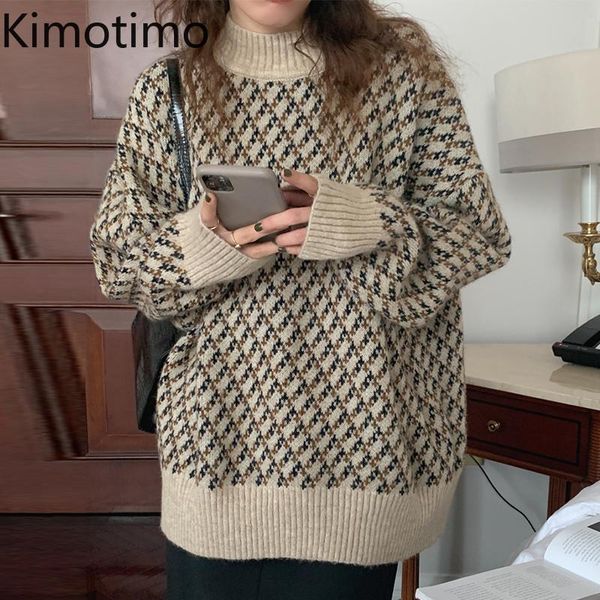women's sweaters kimotimo retro argyle jacquard sweater women korean chic mock neck loose pullover autumn winter all-match fashion knit, White;black
women's sweaters kimotimo retro argyle jacquard sweater women korean chic mock neck loose pullover autumn winter all-match fashion knit, White;black