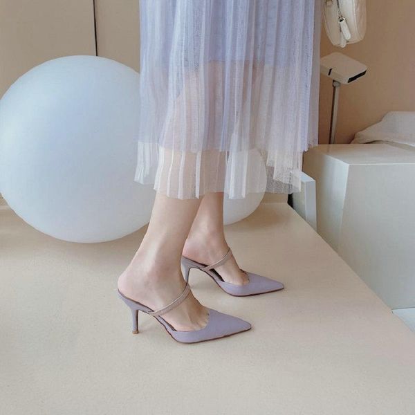 slippers zawsthia genuine leather pointed toe women's thin high heels sandals slides purple woman mules size 33-43, Black
slippers zawsthia genuine leather pointed toe women's thin high heels sandals slides purple woman mules size 33-43, Black