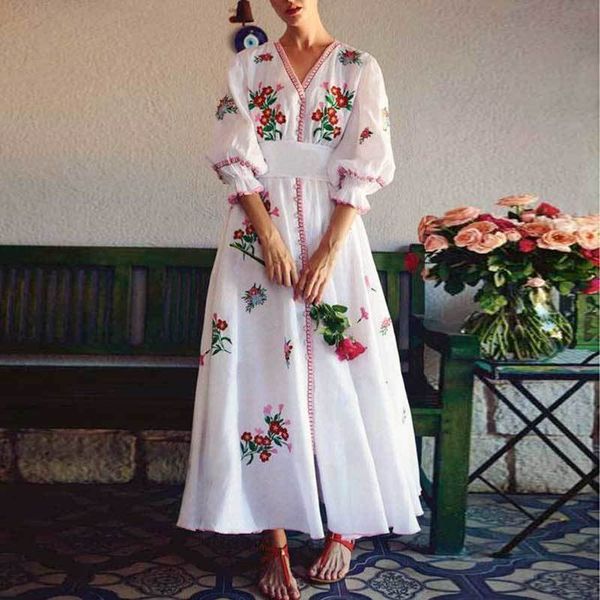 inspired white floral embroidered dress women v-neck 3/4 sleeve buttons down spring summer dress new dress 210412, Black;gray
inspired white floral embroidered dress women v-neck 3/4 sleeve buttons down spring summer dress new dress 210412, Black;gray