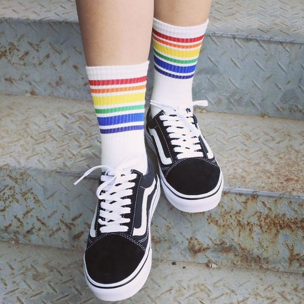 socks harajuku rainbow striped stockings cool skateborad long ankle female, Pink;yellow
socks harajuku rainbow striped stockings cool skateborad long ankle female, Pink;yellow