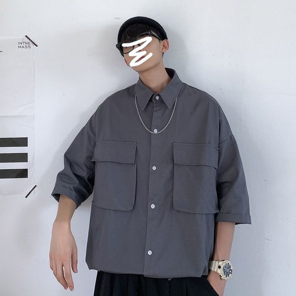 men's casual shirts solid color short sleeve hawaiian shirt loose fashion trend clothes camisa masculina french cuff size -2xl ip, White;black
men's casual shirts solid color short sleeve hawaiian shirt loose fashion trend clothes camisa masculina french cuff size -2xl ip, White;black