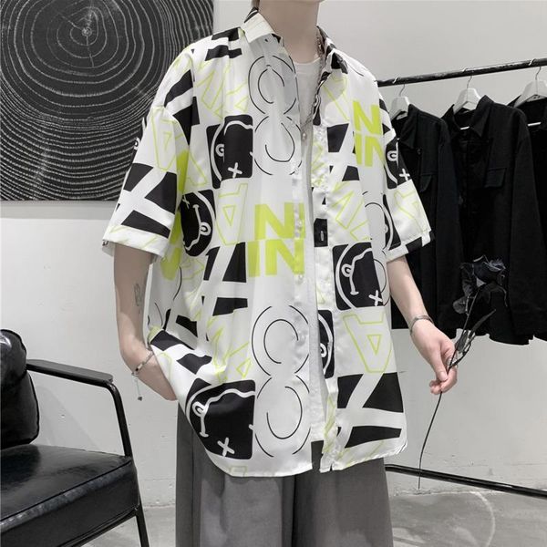 summer fresh graffiti printed short men's loose casual half sleeve shirt shirts, White;black
summer fresh graffiti printed short men's loose casual half sleeve shirt shirts, White;black