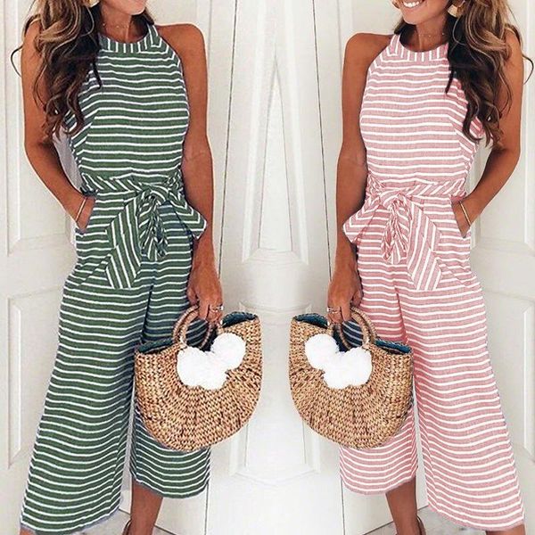 women's jumpsuits & rompers spring summer jumpsuit women loose sleeveless striped bodysuits casual lace up female o neck jump suit ladi, Black;white
women's jumpsuits & rompers spring summer jumpsuit women loose sleeveless striped bodysuits casual lace up female o neck jump suit ladi, Black;white