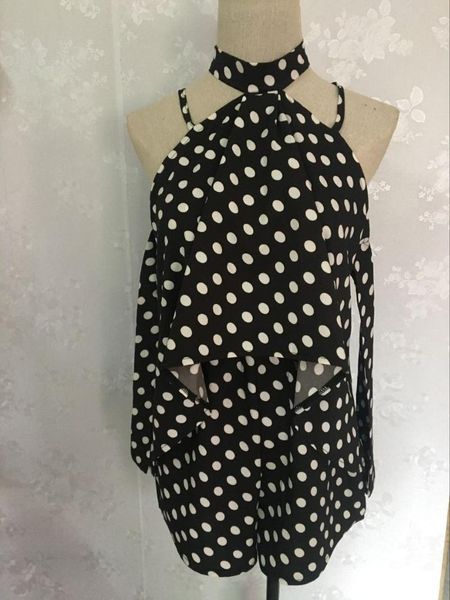 summer women's beach loose jumpsuit european and american suspenders halter polka dot lace-up sleeveless jumpsuits & rompers, Black;white
summer women's beach loose jumpsuit european and american suspenders halter polka dot lace-up sleeveless jumpsuits & rompers, Black;white