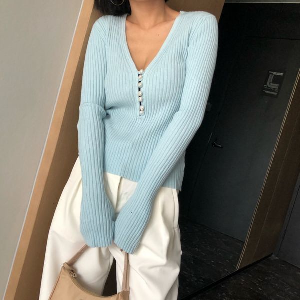 women's sweaters v neck pearl button slim knitted womens long sleeve autumn winter knitwear 3ijx, White;black
women's sweaters v neck pearl button slim knitted womens long sleeve autumn winter knitwear 3ijx, White;black