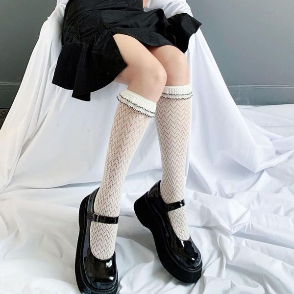 socks & hosiery japanese girl cute lace fashion personality thin striped mesh collocation jk uniform lolita breathable calf, Black;white 
socks & hosiery japanese girl cute lace fashion personality thin striped mesh collocation jk uniform lolita breathable calf, Black;white