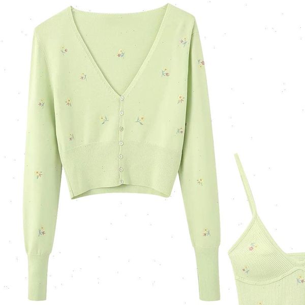 women sweater sunmmer womens embroidery green cropped knit cardigan casual two pieces set fashion streetwear female crop, White;black
women sweater sunmmer womens embroidery green cropped knit cardigan casual two pieces set fashion streetwear female crop, White;black