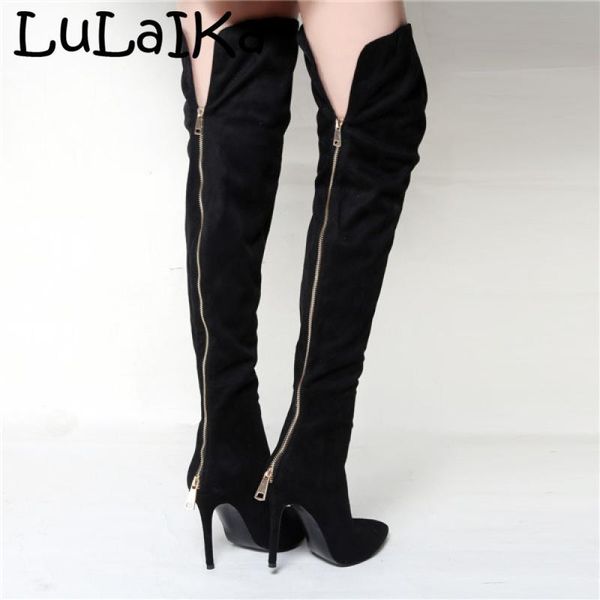 boots 2021 women's autumn winter high street fashion pu leather pointed back zipper wild super heel over knee, Black
boots 2021 women's autumn winter high street fashion pu leather pointed back zipper wild super heel over knee, Black