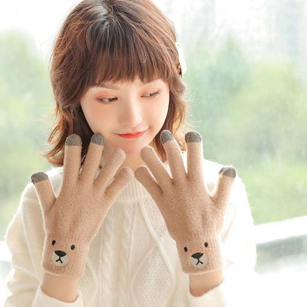 sports gloves kawaii embroidery bear five-finger winter warm knitted jacquard touch screen mittens for women outdoor cycling, Black
sports gloves kawaii embroidery bear five-finger winter warm knitted jacquard touch screen mittens for women outdoor cycling, Black