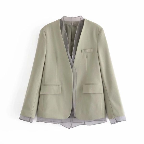 women's suits & blazers dylqfs 2021 women elegant green v neck mesh splicing loose streetwear blazer coat female office lady suit vinta, White;black
women's suits & blazers dylqfs 2021 women elegant green v neck mesh splicing loose streetwear blazer coat female office lady suit vinta, White;black
