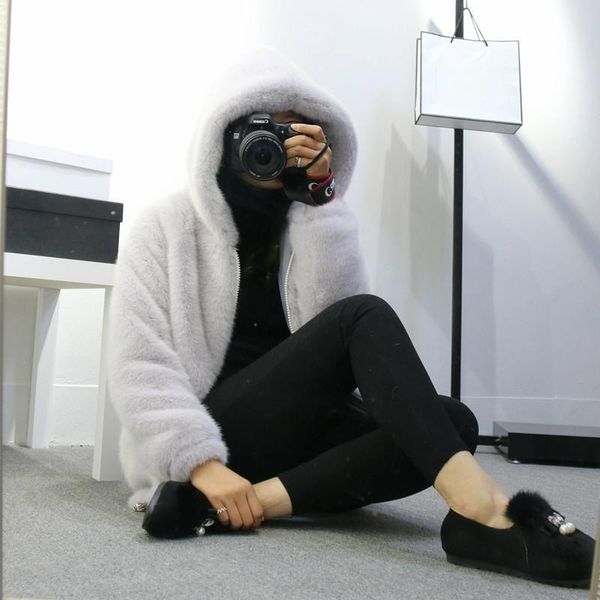 women's fur & faux hooded zipper classic generous golden ratio warm practical jacket winter mink long sleeve women coat, Black
women's fur & faux hooded zipper classic generous golden ratio warm practical jacket winter mink long sleeve women coat, Black