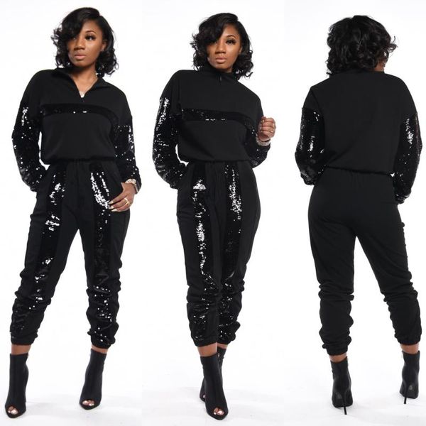 women's two piece pants sequin patchwork 2 set sportswear women tracksuit zipper + pant casual outfits suits fall winter sweatsuit, White
women's two piece pants sequin patchwork 2 set sportswear women tracksuit zipper + pant casual outfits suits fall winter sweatsuit, White