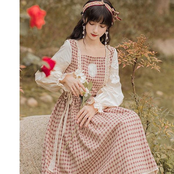 casual dresses mori girl vintage chinese style plaid dress square collar petal sleeve prairie chic women retro vestidos faldas autumn spring, Black;gray
casual dresses mori girl vintage chinese style plaid dress square collar petal sleeve prairie chic women retro vestidos faldas autumn spring, Black;gray