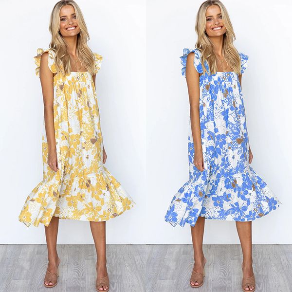 2021 summer women's sleeveless sweet print new ruffle dress, Black;red
2021 summer women's sleeveless sweet print new ruffle dress, Black;red