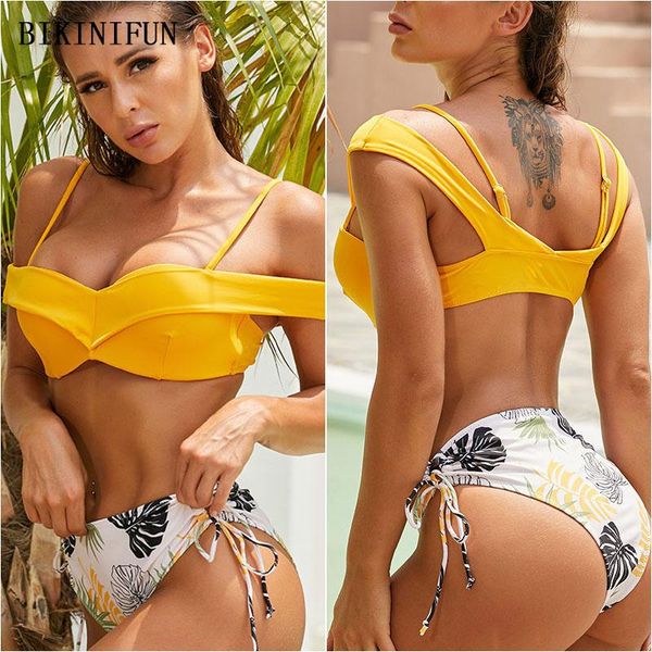 women's swimwear off shoulder women solid yellow swimsuit backless bathing suit s-xl high waist beachwear strappy bikini set, White;black
women's swimwear off shoulder women solid yellow swimsuit backless bathing suit s-xl high waist beachwear strappy bikini set, White;black