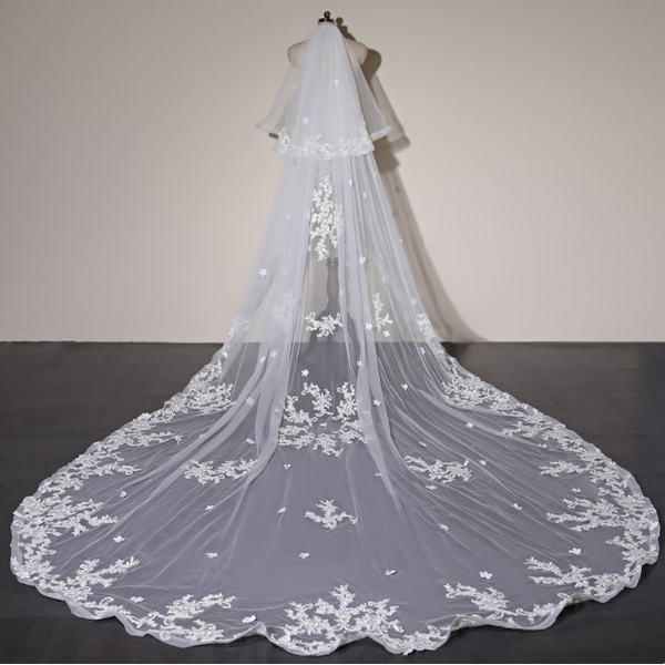 bridal veils exquisite lace wedding veil, 2 layers tulle organza elegant floral applique luxury church ca, Black
bridal veils exquisite lace wedding veil, 2 layers tulle organza elegant floral applique luxury church ca, Black