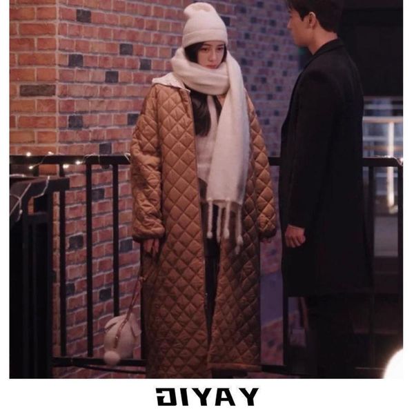 you my jingjing, reba, same clothes, plaid long down cotton jacket, winter, Black
you my jingjing, reba, same clothes, plaid long down cotton jacket, winter, Black