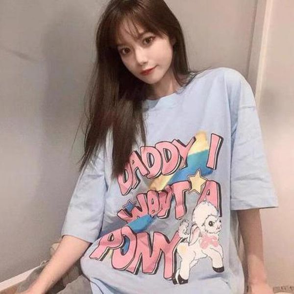women's t-shirt super fire baby blue short-sleeved female summer korean version of ulzzang tide harajuku loose half-sleeved, White
women's t-shirt super fire baby blue short-sleeved female summer korean version of ulzzang tide harajuku loose half-sleeved, White