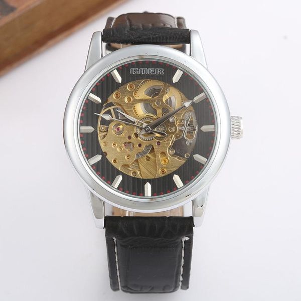 men mechanical watches automatic self-wind writwatches sports skeleton relogio masculino wristwatches, Slivery;brown
men mechanical watches automatic self-wind writwatches sports skeleton relogio masculino wristwatches, Slivery;brown
