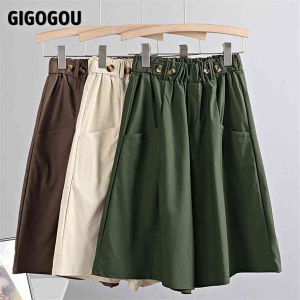 gigogou big pocket women wide leg pant button elastic high waist loose s skirts knee length fashion casual female 210925, Black;white
gigogou big pocket women wide leg pant button elastic high waist loose s skirts knee length fashion casual female 210925, Black;white