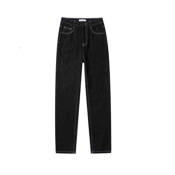 csl tannin high waist straight tube plush jeans women 2021 black ni loose open line pants, Black;white
csl tannin high waist straight tube plush jeans women 2021 black ni loose open line pants, Black;white