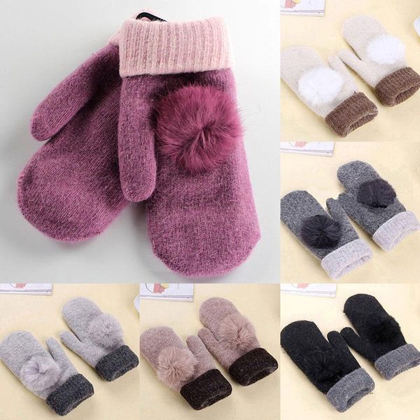 five fingers gloves soft warm full finger double layer outdoor winter thicken velvet knitted wool fur pompom mittens, Blue;gray
five fingers gloves soft warm full finger double layer outdoor winter thicken velvet knitted wool fur pompom mittens, Blue;gray