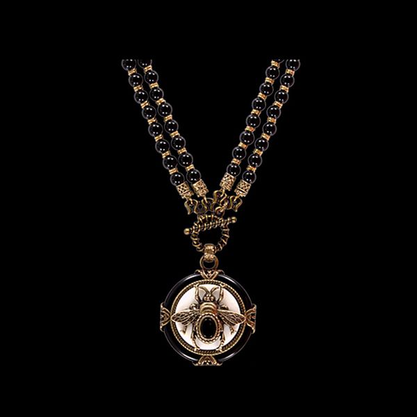 i50 europe vintage insect design (two kinds method of wear) bee natural agate necklace, Silver
i50 europe vintage insect design (two kinds method of wear) bee natural agate necklace, Silver