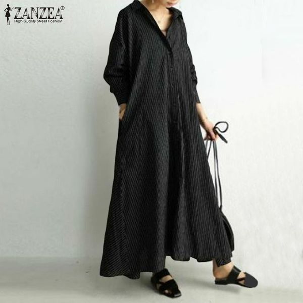 plus size vintage women striped long shirt dress kaftan zanzea 2021 autumn lapel neck sleeve buttons sundress maxi vestidos casual dresses, Black;gray
plus size vintage women striped long shirt dress kaftan zanzea 2021 autumn lapel neck sleeve buttons sundress maxi vestidos casual dresses, Black;gray