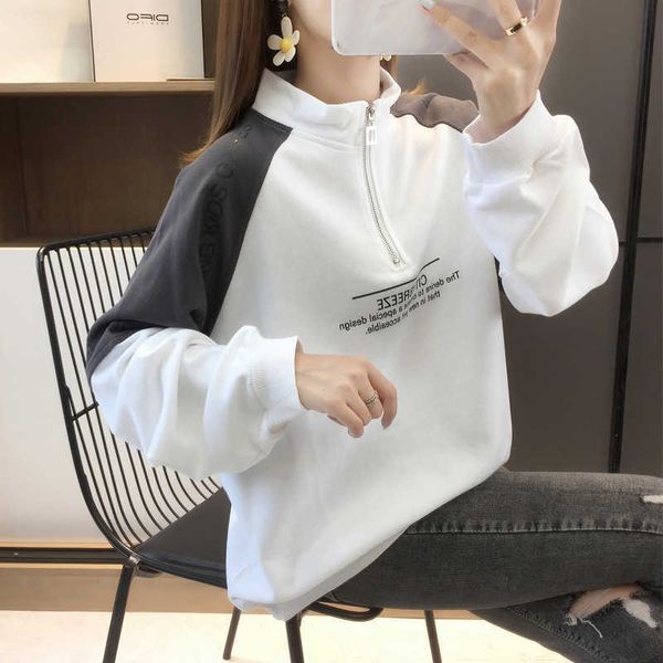 fashion hoodies half high collar women's sweater zipper 2021 spring and autumn thin loose korean waitmore top, Black
fashion hoodies half high collar women's sweater zipper 2021 spring and autumn thin loose korean waitmore top, Black