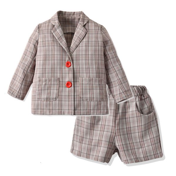 spring girls' plaid lapel long sleeve suit coat waist short two piece set children's suit, Blue
spring girls' plaid lapel long sleeve suit coat waist short two piece set children's suit, Blue