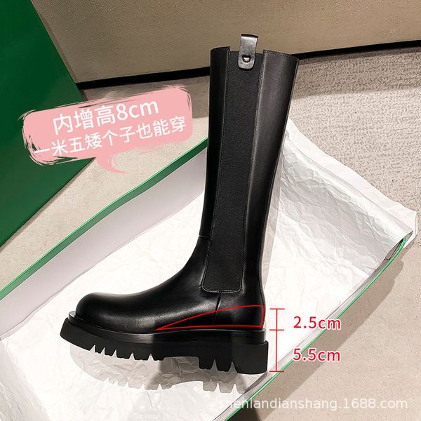 ~ leather 8cm small inside high high knight's thick bottom not over the knee boots, Black
~ leather 8cm small inside high high knight's thick bottom not over the knee boots, Black