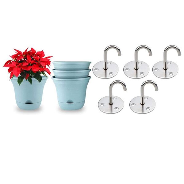 hooks & rails 5-piece wall-mounted ceiling hook stainless steel round base 4pc 7.5 inch automatic watering flower pot with tray
hooks & rails 5-piece wall-mounted ceiling hook stainless steel round base 4pc 7.5 inch automatic watering flower pot with tray