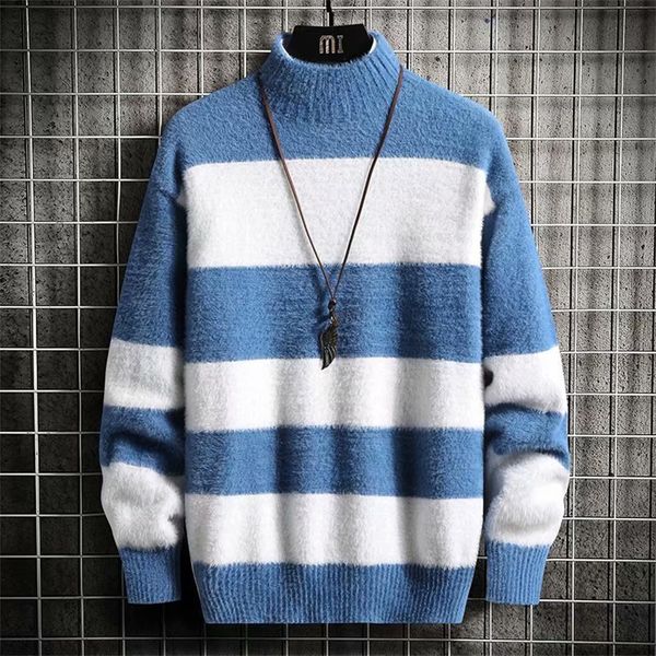 2021 fashion designer mink wool sweater color matching stripe half-height collar couple knitting pullover hoodies autumn winter warm outwear, White;black
2021 fashion designer mink wool sweater color matching stripe half-height collar couple knitting pullover hoodies autumn winter warm outwear, White;black