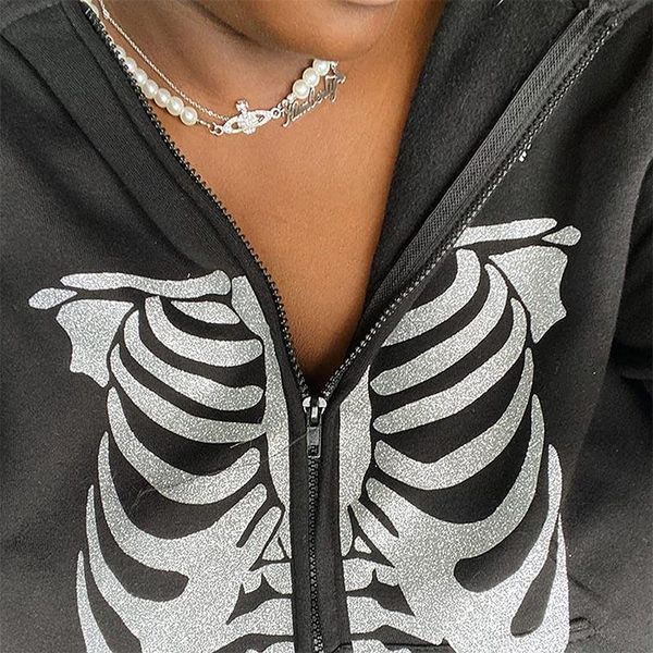 women's hoodies & sweatshirts y2k aesthetic skeleton sweatshirt women gothic long sleeve hooded zipper coats 2021 vintage streetwear lo, Black
women's hoodies & sweatshirts y2k aesthetic skeleton sweatshirt women gothic long sleeve hooded zipper coats 2021 vintage streetwear lo, Black