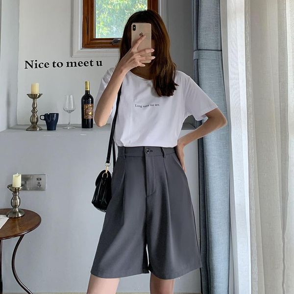 women's shorts suit women summer knee length black wide leg loose drape korean style womens office bf streetwear simple, White;black
women's shorts suit women summer knee length black wide leg loose drape korean style womens office bf streetwear simple, White;black