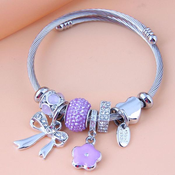 bangle fashion bow flower stainless steel chain charm bracelets for women jewelry silver color crystal beads open cuff bangles pulseras, Black
bangle fashion bow flower stainless steel chain charm bracelets for women jewelry silver color crystal beads open cuff bangles pulseras, Black